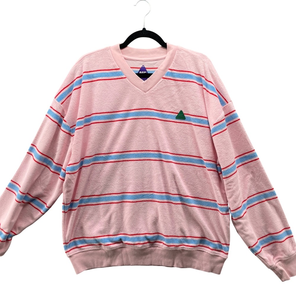 Me Melody Ehsani Striped Terry Sweatshirt Womens L Pink Blue‎ Oversized Towel